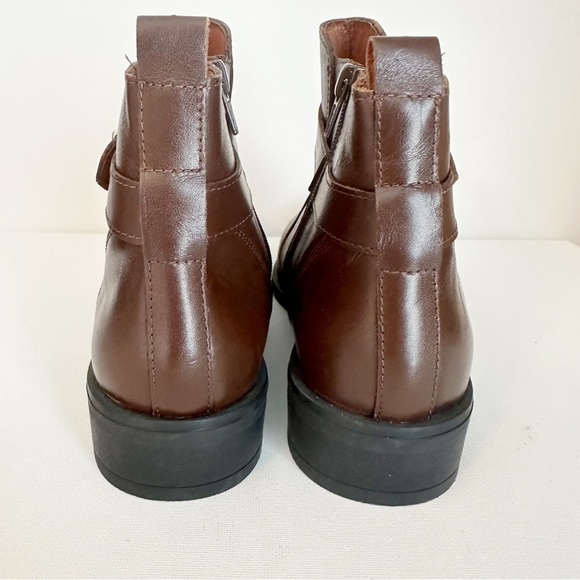 Marroqui Sanchez Leather Buckle Detail Side Zip Brown Ankle Boots - Size 10 - Picture 10 of 16